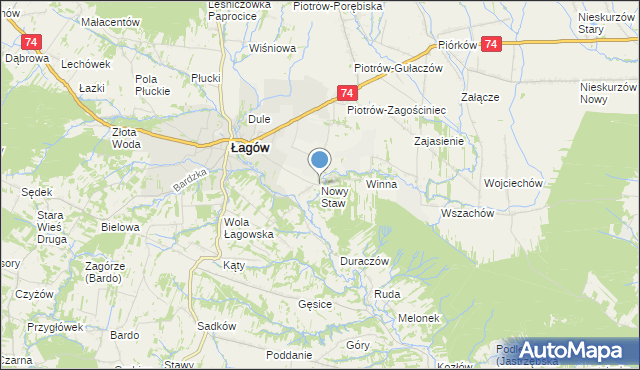 mapa Nowy Staw, Nowy Staw gmina Łagów na mapie Targeo